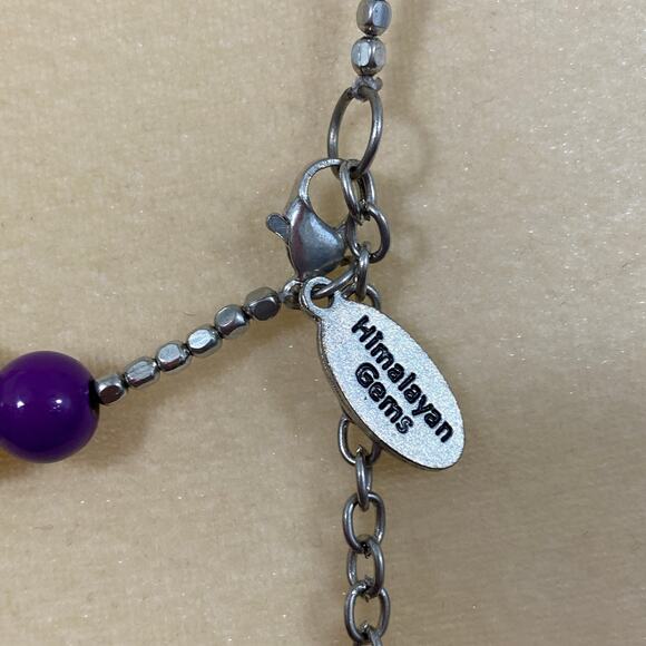 Himalayan Gems Purple Silver Multi Strand Necklace Beaded - Picture 6 of 9